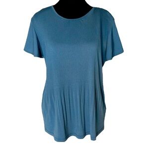 PHILOSOPHY Blue Top Shirt Flowy Ribbed Cape Butterfly Sleeves Size Medium